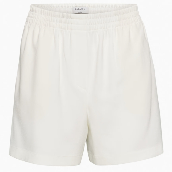 Aritzia Babaton Deakin 5" Shorts, Matte Crepe Texture, Pearl, Small, Like New - Picture 1 of 16